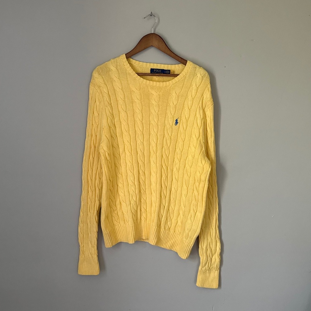 Polo Ralph Lauren Cable Knit Sweater Yellow Size L